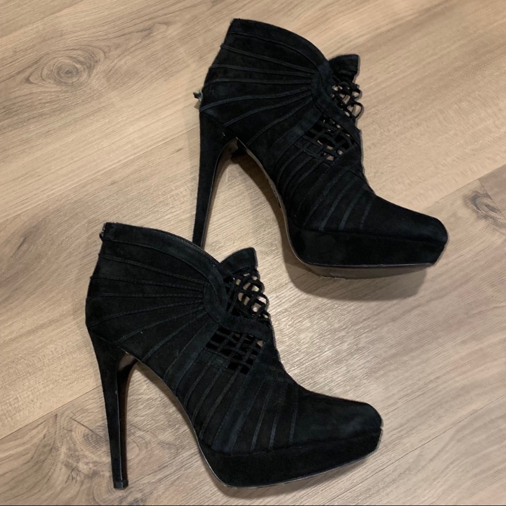Elie Tahari Black Suede high heel booties